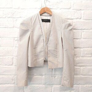 Zara Cream and Black Pinstripe Cropped Blazer